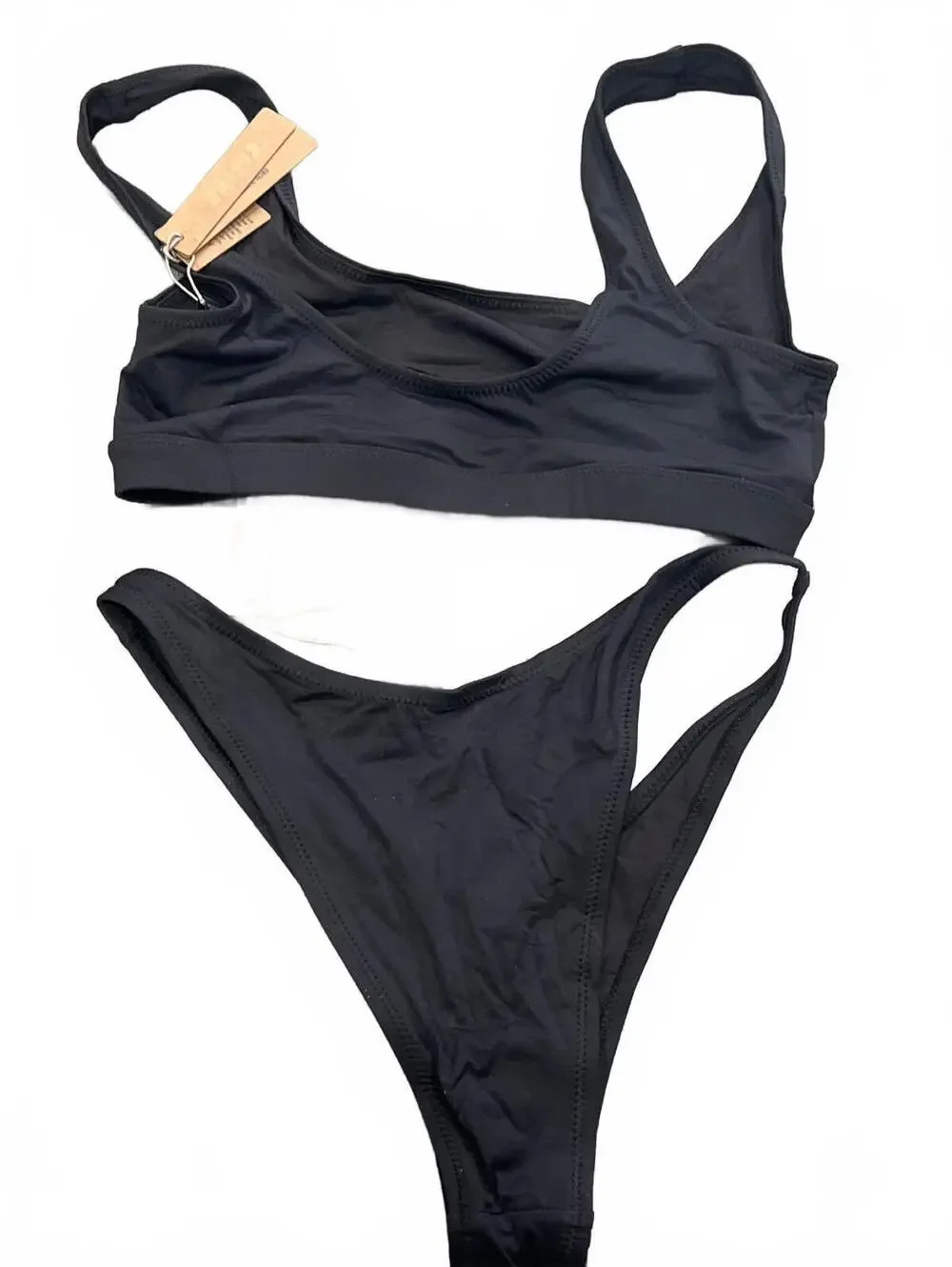 SKIMS SWIM CHEEKY TANGA BIKINI BOTTOM & SWIM TANK BIKINI TOP- SET IN ONYX